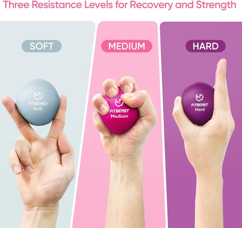 FitBeast Grip Strength Trainer, Finger Exerciser, Stress Balls for Adults 6-Piece Set, Hand Therapy for Strength, Recovery & Stress Relief, Forearm Strengthener for Men, Women & Seniors - Image 4